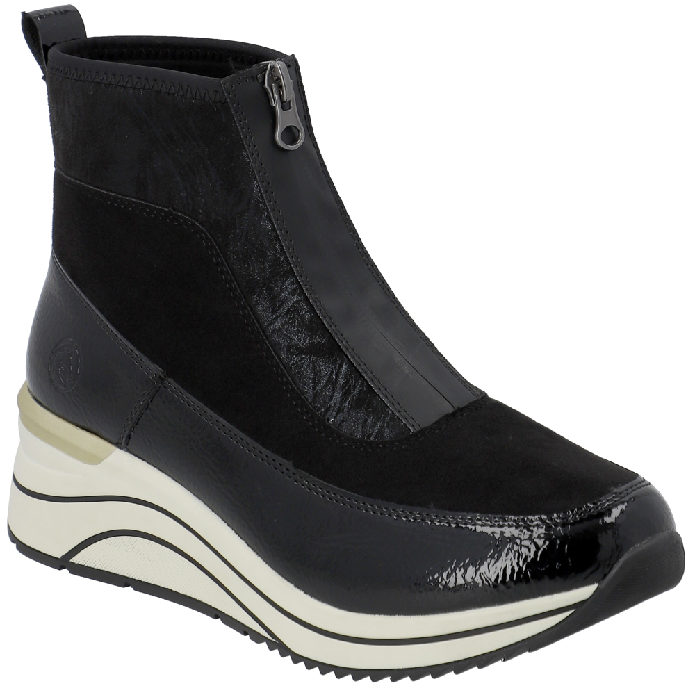 Remonte D0T71-01 (Ebony) Black Ankle Boots