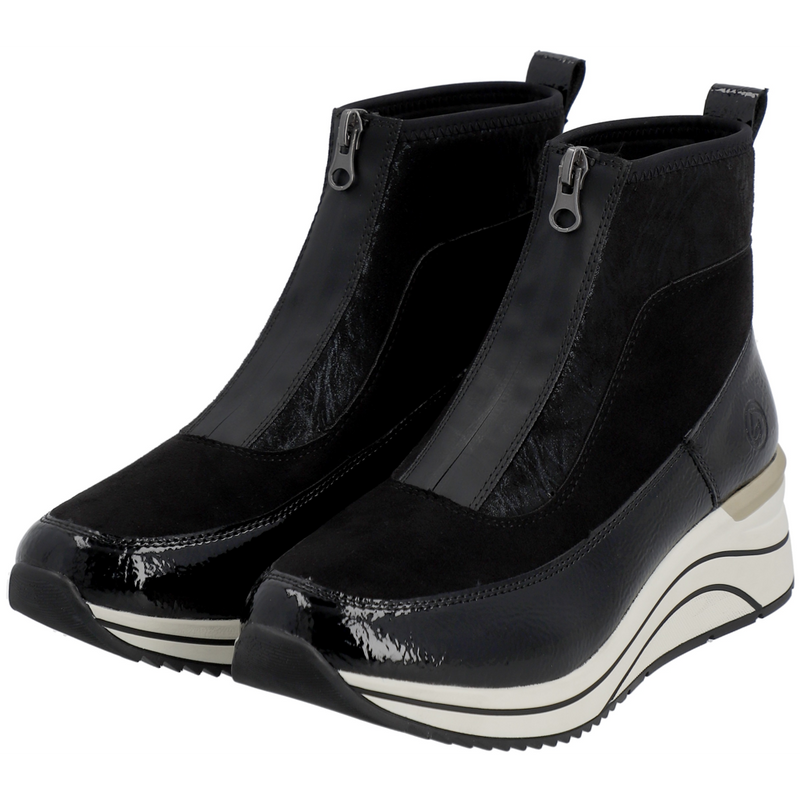 Remonte D0T71-01 (Ebony) Black Ankle Boots