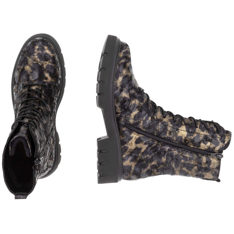 Remonte D1W72-03 (Leopard) Black Ankle Boots