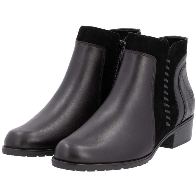 Remonte D6893-02 (Goat) Black Ankle Boots