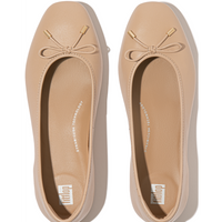 FitFlop Delicato Bow Soft Leather Classic Beige Ballerina Shoes