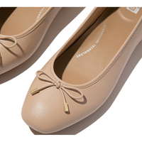 FitFlop Delicato Bow Soft Leather Classic Beige Ballerina Shoes