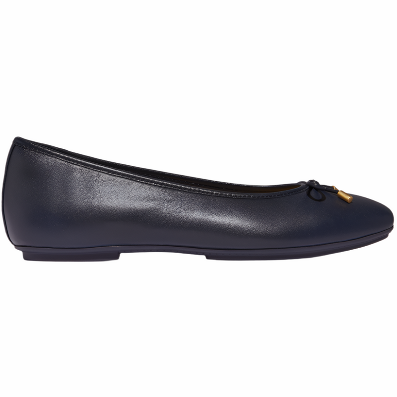 FitFlop Delicato Bow Soft Leather Midnight Navy Ballerina Shoes