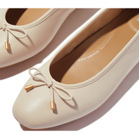 FitFlop Delicato Bow Soft Leather Paris Beige Ballerina Shoes