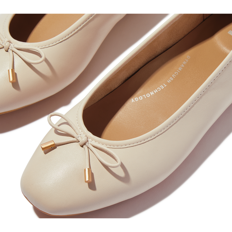 FitFlop Delicato Bow Soft Leather Paris Beige Ballerina Shoes