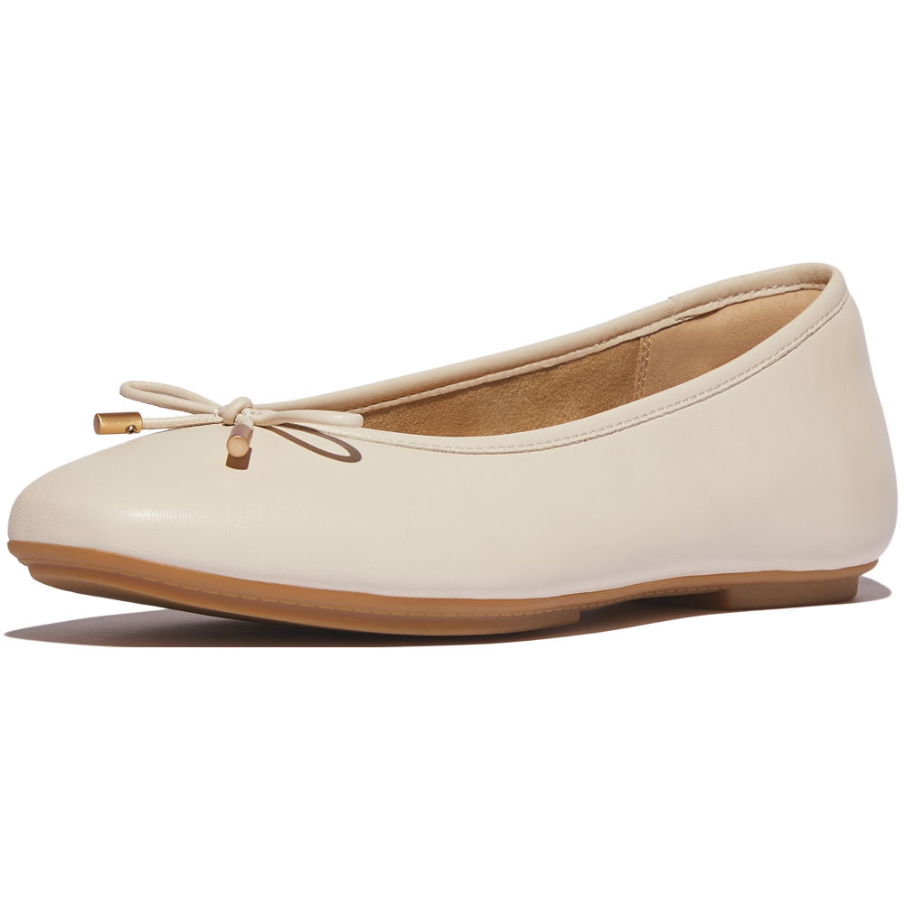 FitFlop Delicato Bow Soft Leather Paris Beige Ballerina Shoes