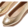 FitFlop Delicato Bow Soft Metallic Leather Platino Ballerina Shoes