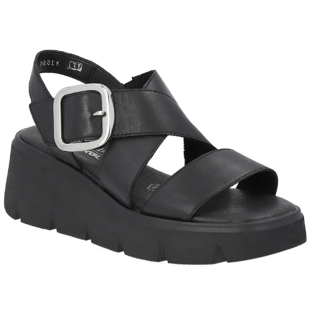 Rieker W1550-00 (Diva) Black Sandals