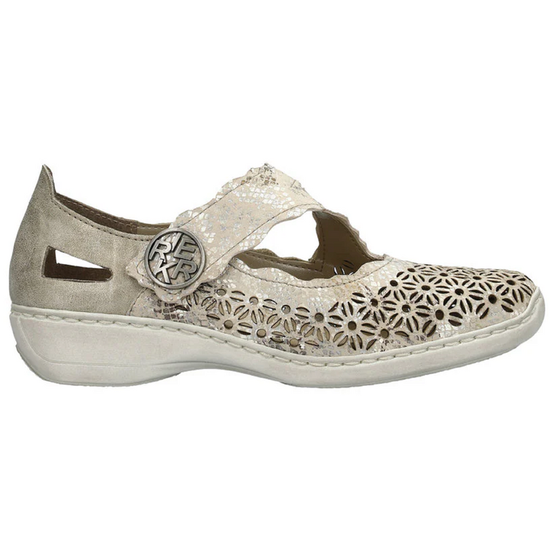 Rieker 413G4-14 (Dorset) Beige Metallic Perle Shoes