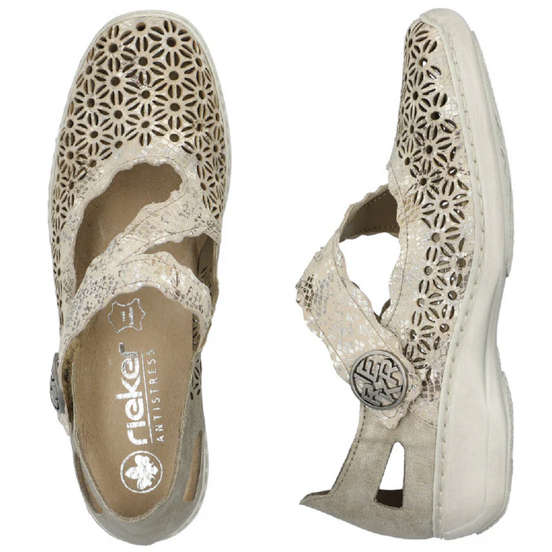 Rieker 413G4-14 (Dorset) Beige Metallic Perle Shoes