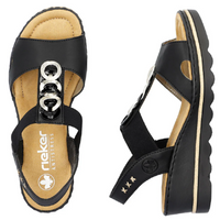 Rieker 67498-00 (Durham)  Black Light Gold Sandals