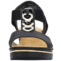 Rieker 67498-00 (Durham)  Black Light Gold Sandals