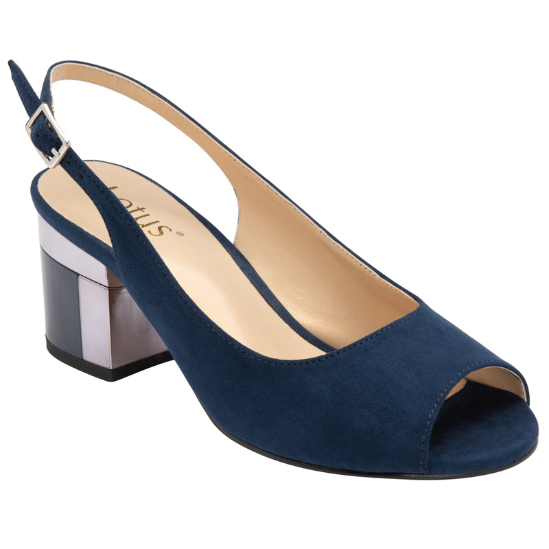 Lotus Evelyn Navy Microfibre Sandals