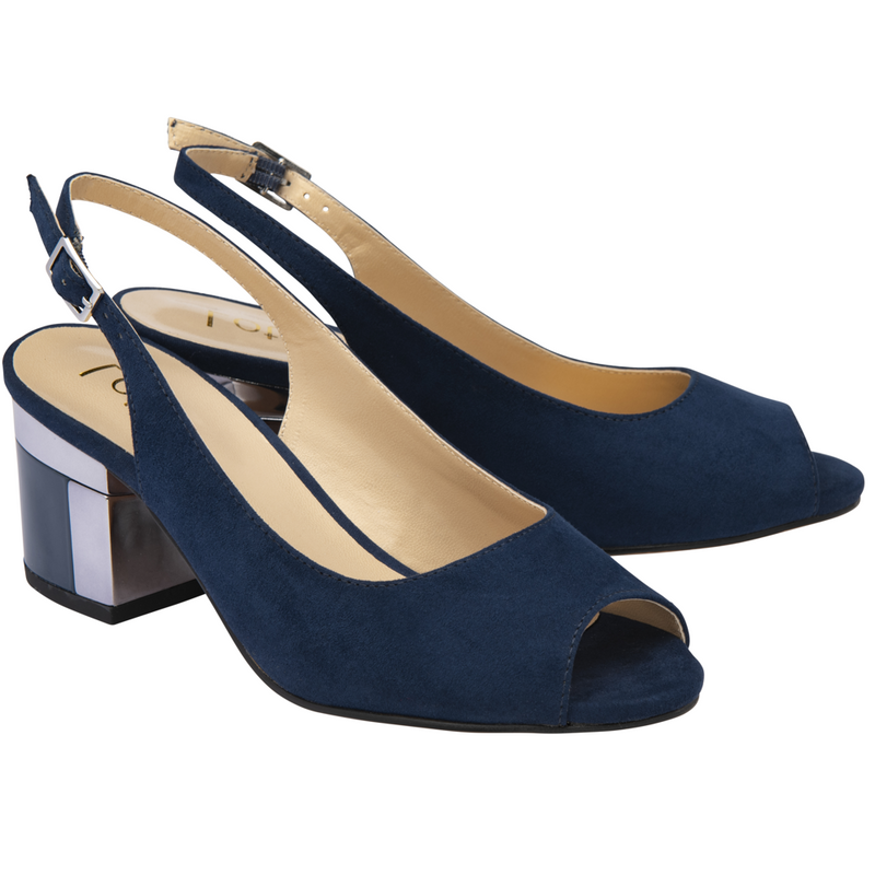 Lotus Evelyn Navy Microfibre Sandals