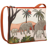 Yoshi Elephant Parade Rust Leather Cross Body Bag