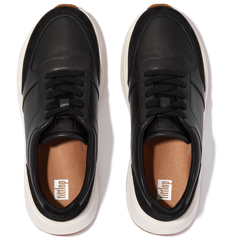 FitFlop F-Mode Leather/Suede Flatform Black Trainers