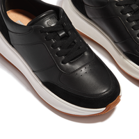 FitFlop F-Mode Leather/Suede Flatform Black Trainers