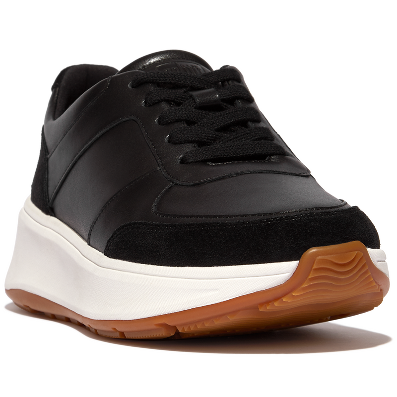 FitFlop F-Mode Leather/Suede Flatform Black Trainers