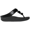 FitFlop Fino Beadie-Button Metallic Black Toe-Post Sandals