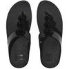 FitFlop Fino Beadie-Button Metallic Black Toe-Post Sandals