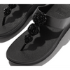 FitFlop Fino Beadie-Button Metallic Black Toe-Post Sandals