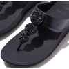 FitFlop Fino Beadie-Button Metallic Midnight Navy Toe-Post Sandals