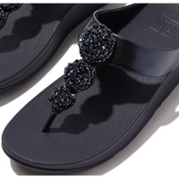 FitFlop Fino Beadie-Button Metallic Midnight Navy Toe-Post Sandals