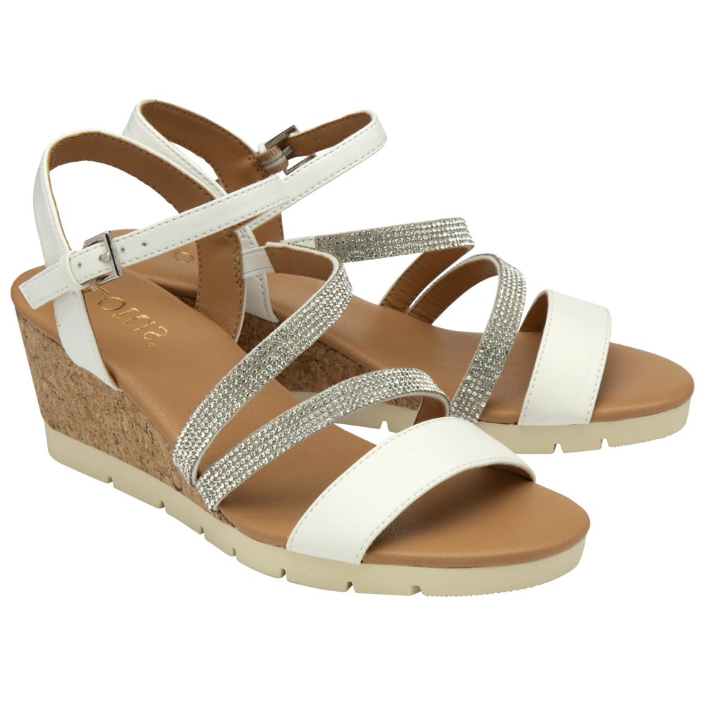 Lotus Goldie White Sandals