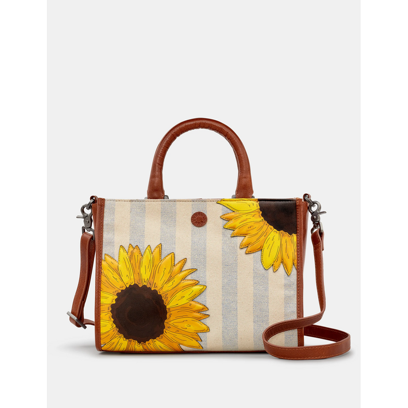 Yoshi Sunflower Bloom Brown Leather Grab Bag