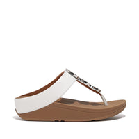 FitFlop Halo Bead-Circle Leather Urban White Toe-Post Sandals