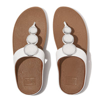 FitFlop Halo Bead-Circle Leather Urban White Toe-Post Sandals