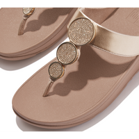 FitFlop Halo Bead-Circle Metallic Latte Beige Toe-Post Sandals