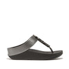 FitFlop Halo Bead-Circle Metallic Pewter Black Toe-Post Sandals