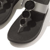 FitFlop Halo Bead-Circle Metallic Pewter Black Toe-Post Sandals