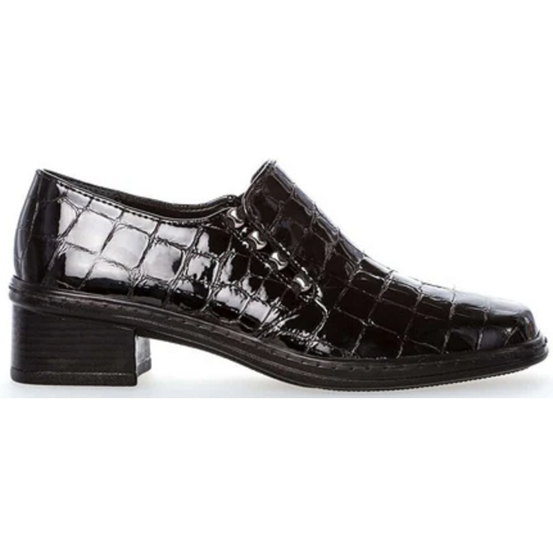 Gabor Hertha Black Patent Croc Leather Shoes