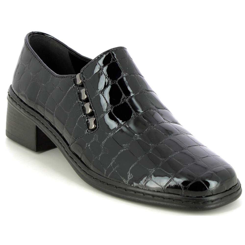 Gabor Hertha Black Patent Croc Leather Shoes