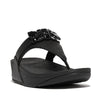 FitFlop Lulu Jewel-Deluxe Leather Black Toe-Post Sandals