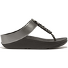 FitFlop Halo Bead-Circle Metallic Pewter Black Toe-Post Sandals