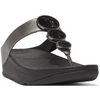 FitFlop Halo Bead-Circle Metallic Pewter Black Toe-Post Sandals