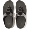 FitFlop Halo Bead-Circle Metallic Pewter Black Toe-Post Sandals