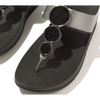 FitFlop Halo Bead-Circle Metallic Pewter Black Toe-Post Sandals