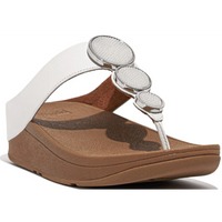 FitFlop Halo Bead-Circle Leather Urban White Toe-Post Sandals