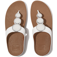 FitFlop Halo Bead-Circle Leather Urban White Toe-Post Sandals