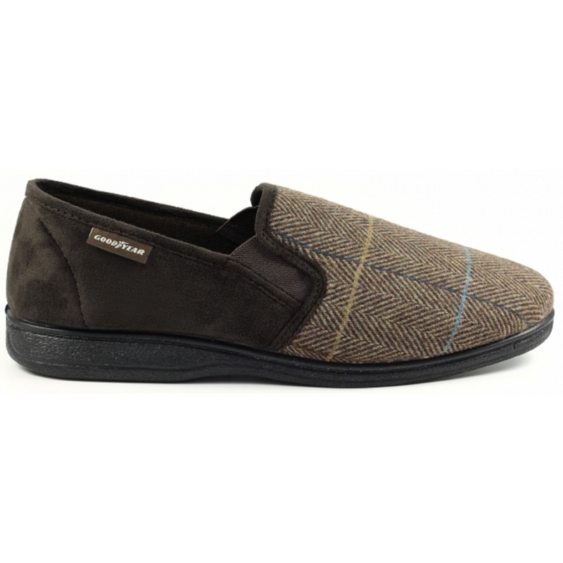 Lunar Goodyear Harrison Brown Tweed Slippers