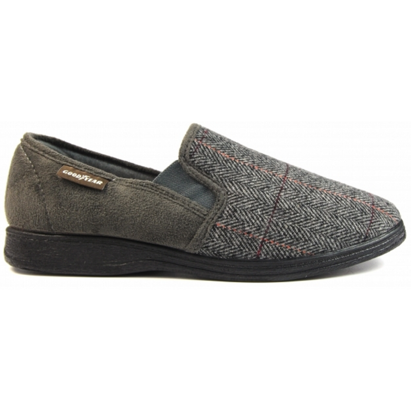 Lunar Goodyear Harrison Grey Tweed Slippers