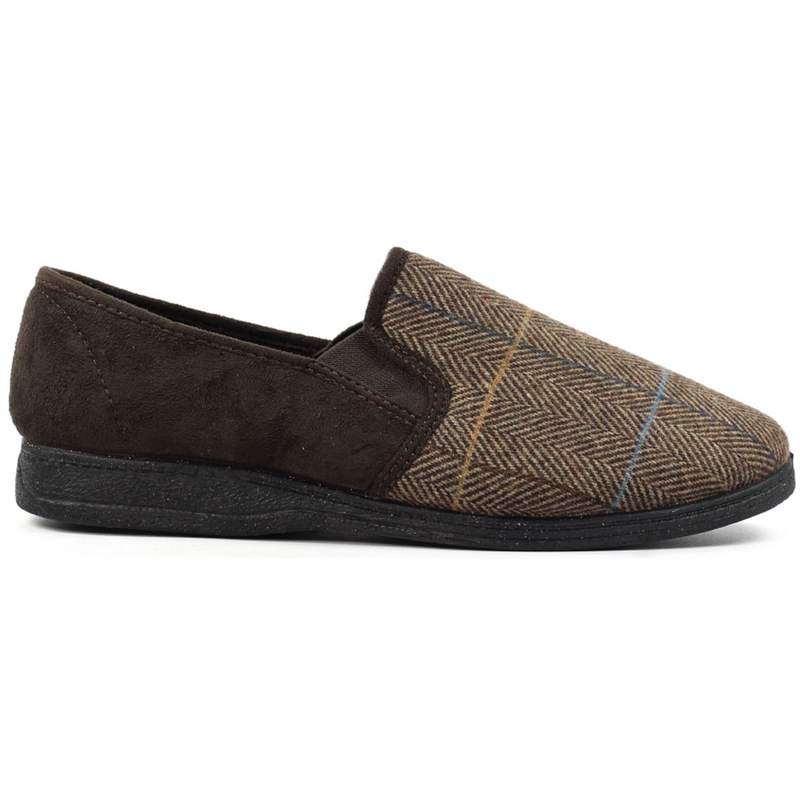 Lunar Lazy Dogz Harrison II Brown Tweed Slippers