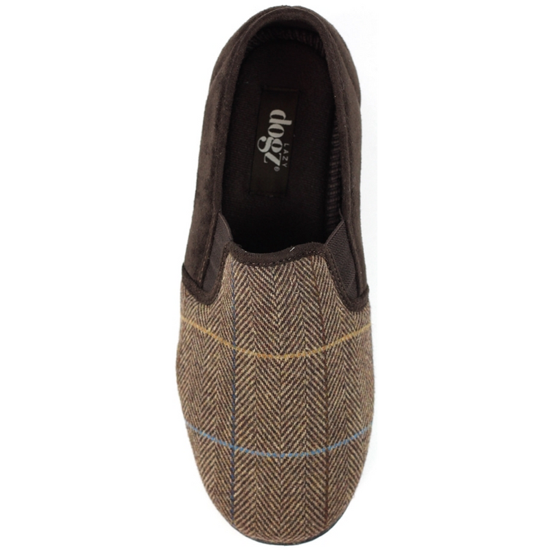 Lunar Lazy Dogz Harrison II Brown Tweed Slippers