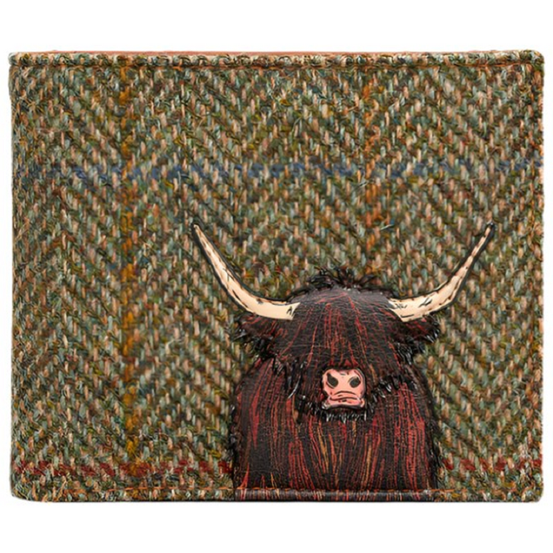 Yoshi Highland Cow Tweed Leather Wallet