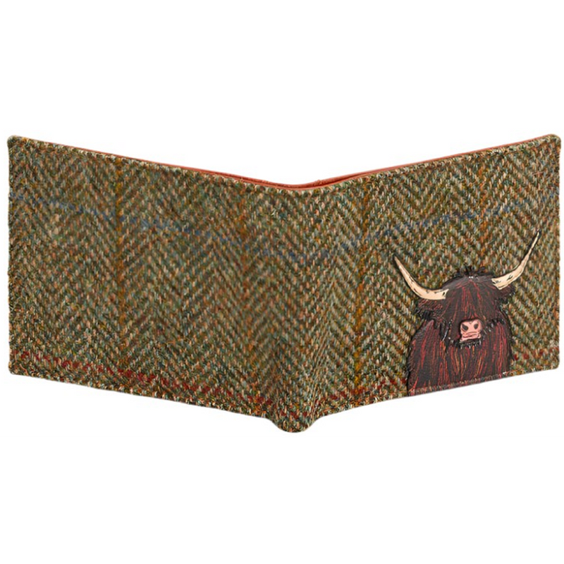 Yoshi Highland Cow Tweed Leather Wallet