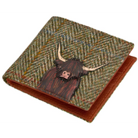 Yoshi Highland Cow Tweed Leather Wallet